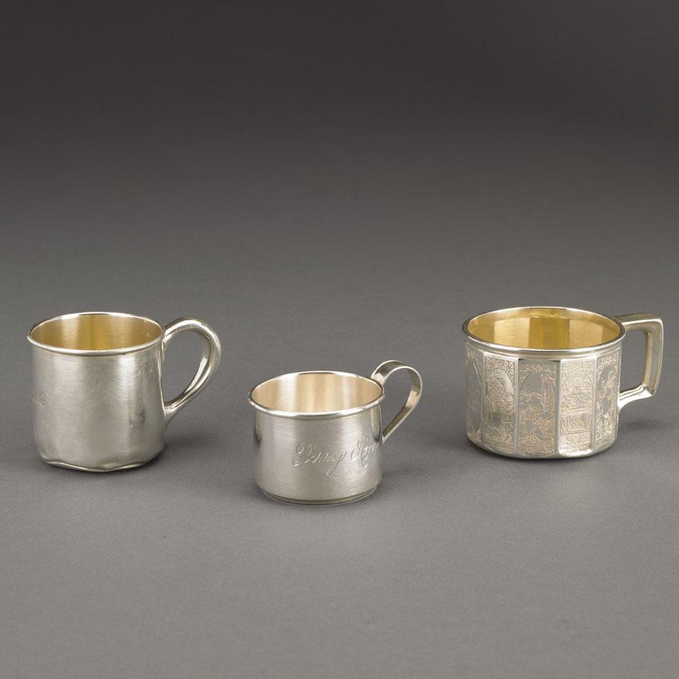 Three American Silver Children’s Cups, Steiff / Wallace / Gorham, 20th century