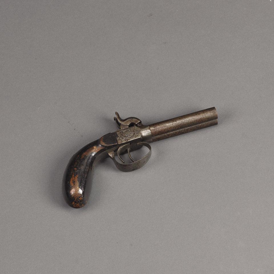 Double Barrel Percussion Pocket Pistol, mid-19th century