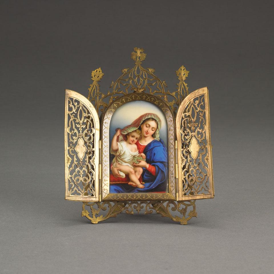 Dresden Porcelain Plaque of Madonna and Child