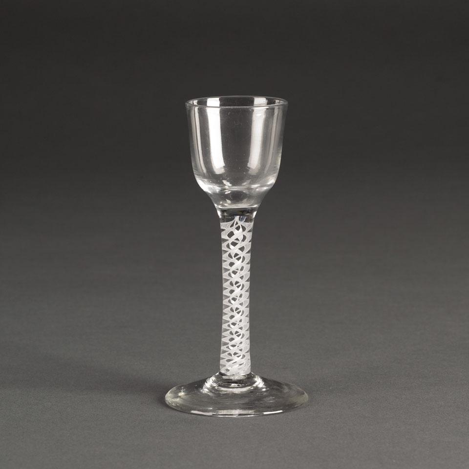 English Opaque Twist Stemmed Wine Glass, c.1760-80