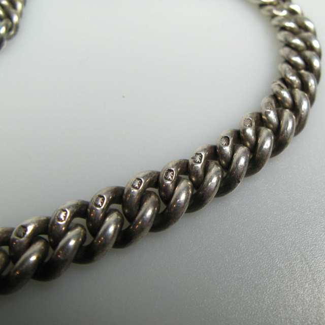 English Silver Curb Link Watch Chain