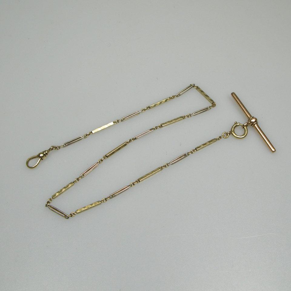 14k Yellow And White Gold Bar Link Watch Chain