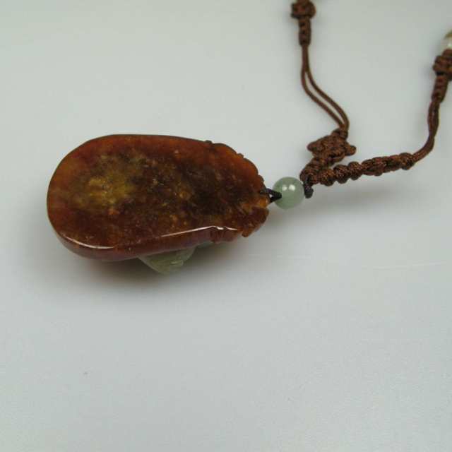 Brown And Green Carved Jade “Cameo” Pendant
