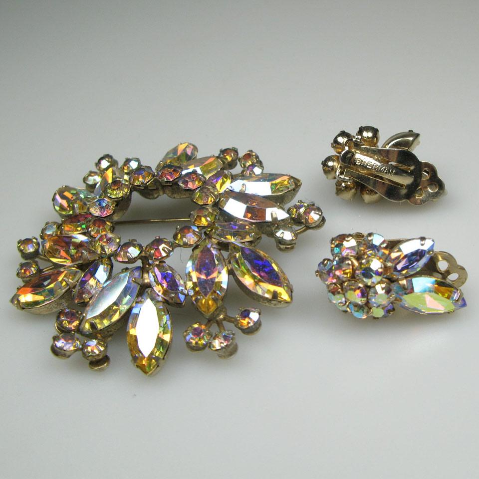 2 Sets Of Sherman Silver Tone Metal Brooches And Earrings
