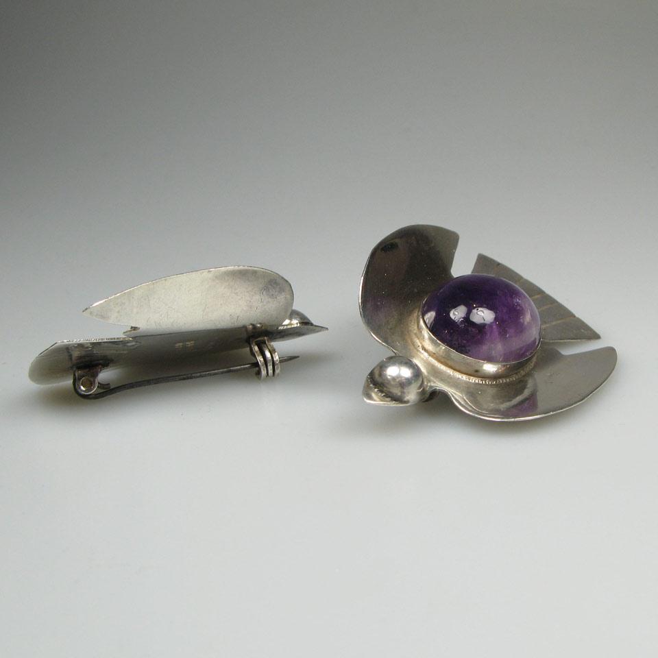 2 Mexican Sterling Silver Brooches