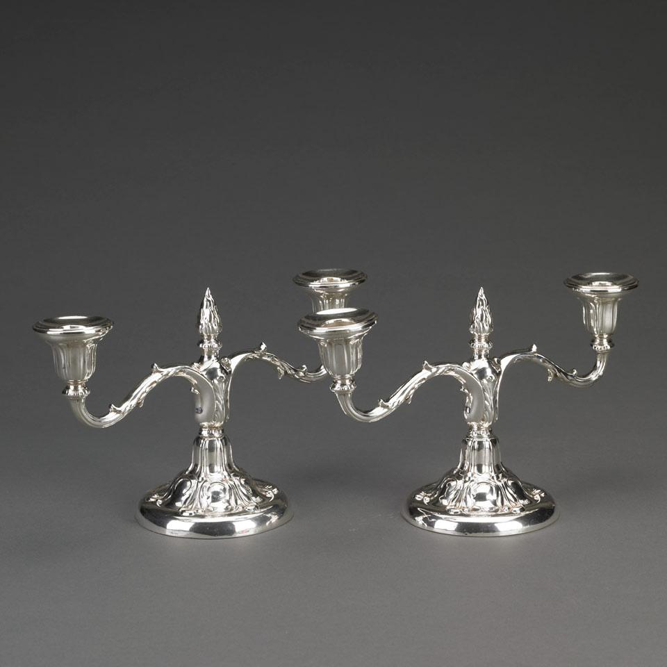 Pair of Canadian Silver Two-Light Candelabra, Henry Birks & Sons, Montreal, Que., 1947
