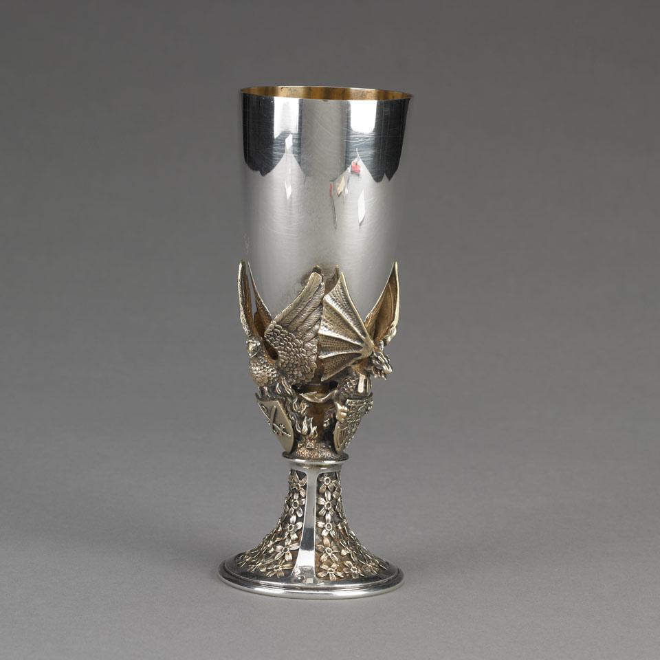 English Silver H.R.H The Prince of Wales and Lady Diana Spencer Commemorative Wedding Goblet, 987/1000, Hector Miller (Aurum Designs), London, 1981