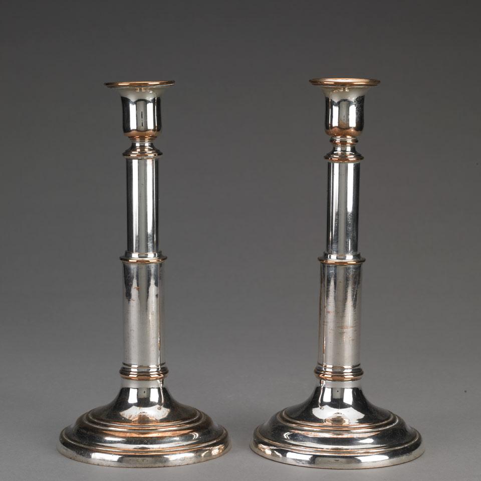 Pair of Sheffield Plated Telescopic Candlesticks, c.1800-10