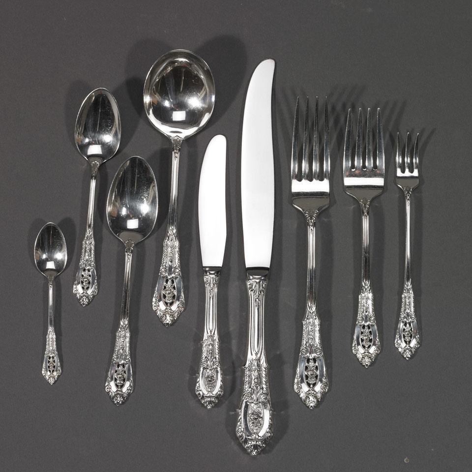 American Silver ‘Rosepoint’ Pattern Flatware Service, R. Wallace & Sons, Wallingford, Ct., 20th century