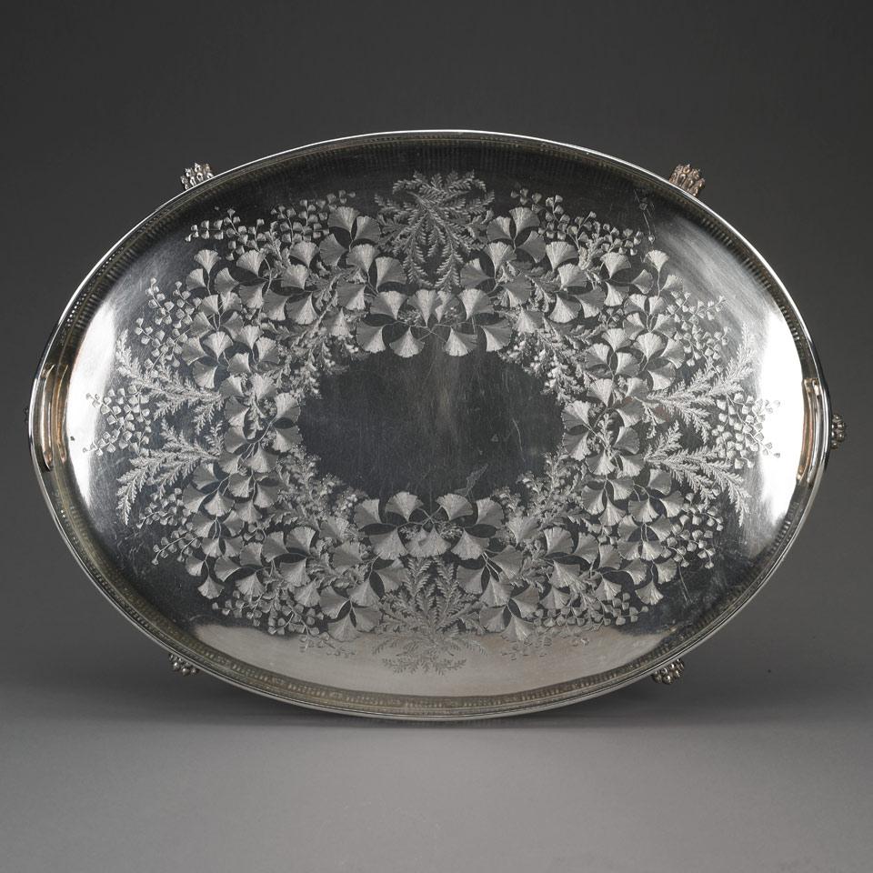 Victorian Silver Plated Oval Galleried Serving Tray, late 19th century