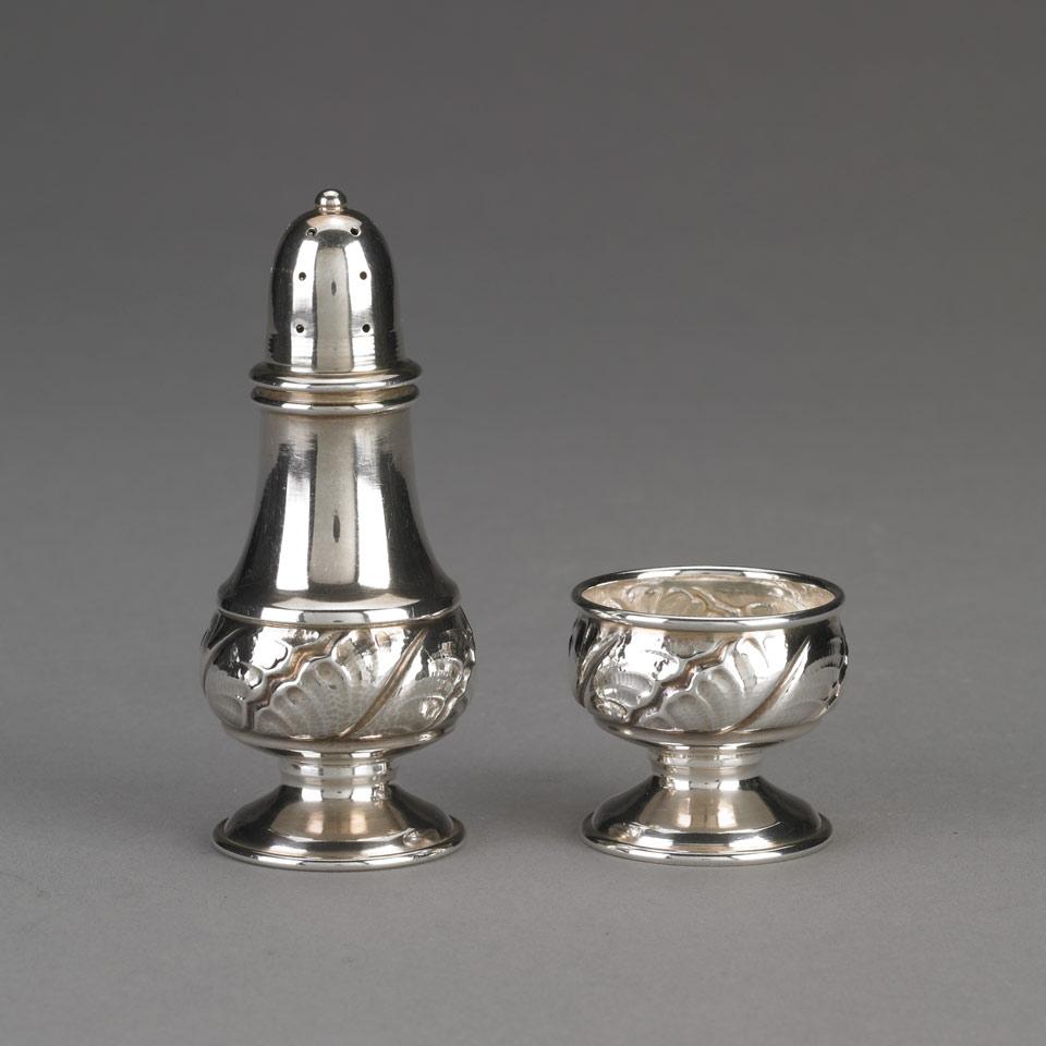 Canadian Silver Open Salt and Pepper Caster, Carl Poul Petersen, Montreal, Que., mid-20th century