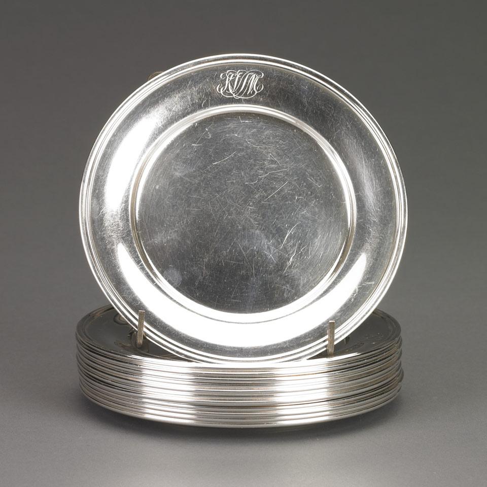 Twelve American Silver Side Plates, Samuel Kirk & Son Inc., Baltimore, Md., c.1930