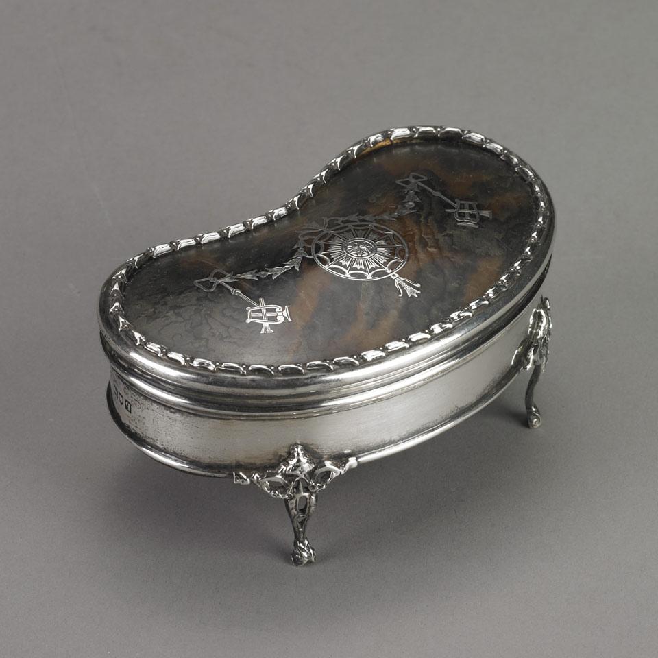 English Silver and Tortoiseshell Jewellery Box, William Comyns, London, 1911