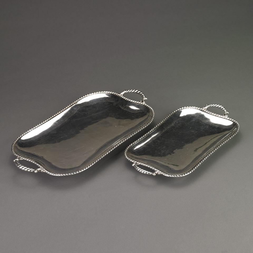 Two Spanish Silver Serving Trays, 20th century