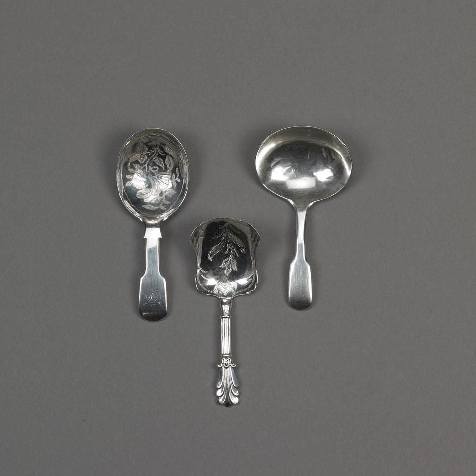 Three George IV and Victorian Silver Tea Caddy Spoons, various London and Birmingham makers, 1820-64