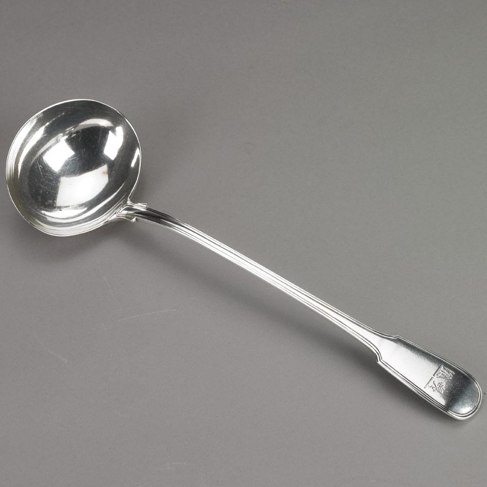 William IV Silver Fiddle and Thread Pattern Soup Ladle, William Eaton, London, 1835