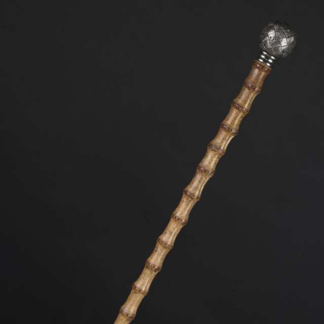 Group of Four Silver Mounted Bamboo Canes, 19th/early 20th centuies