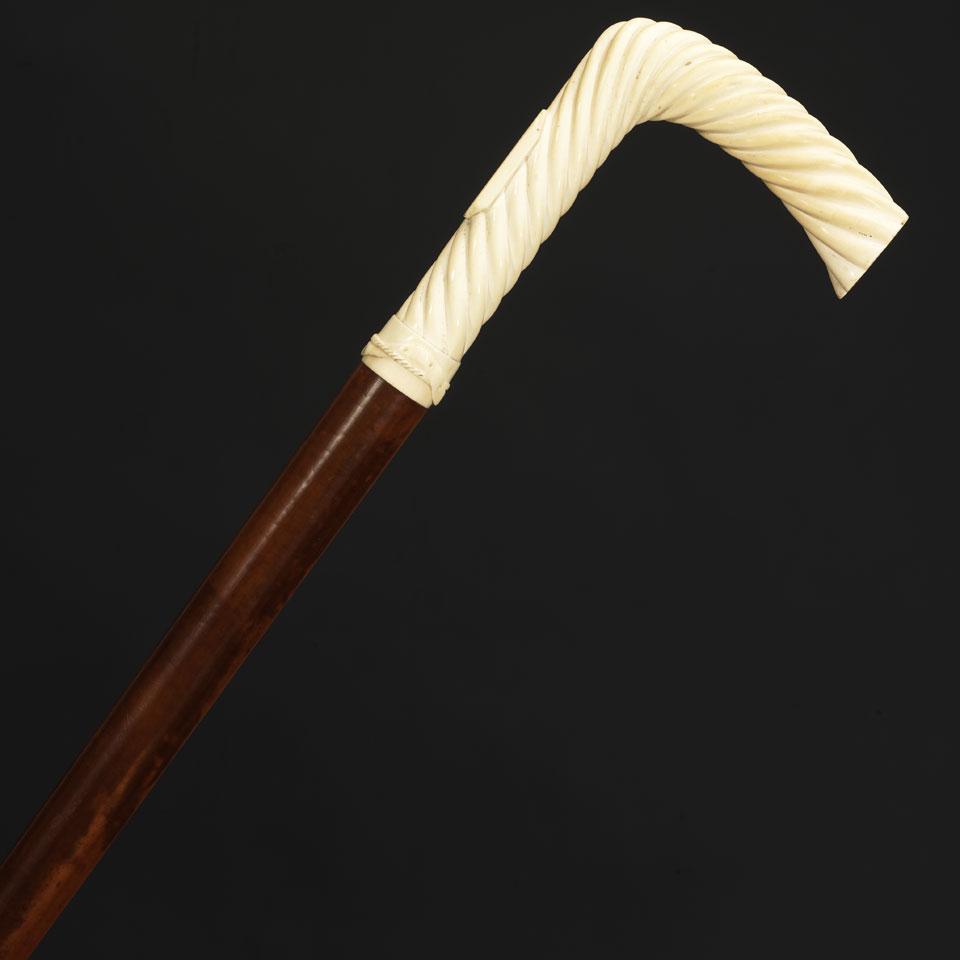 Victorian Ivory Mounted Malacca Cane, c.1870