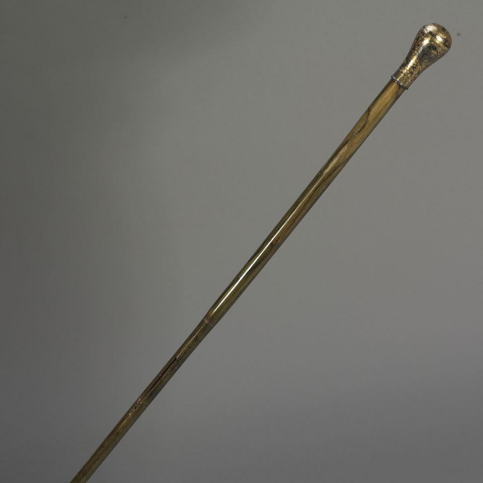 Japanese Komai Damascened Walking Stick, 20th century