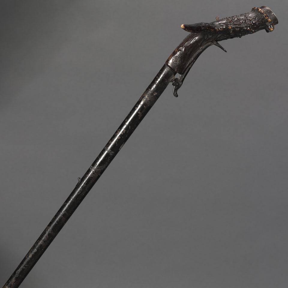 Rare ‘Day’s Patent’ Under Hammer Percussion Gun Cane, early 19th century