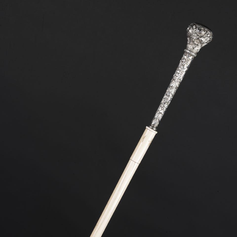 American Silver and Ivory Walking Stick, 19th century