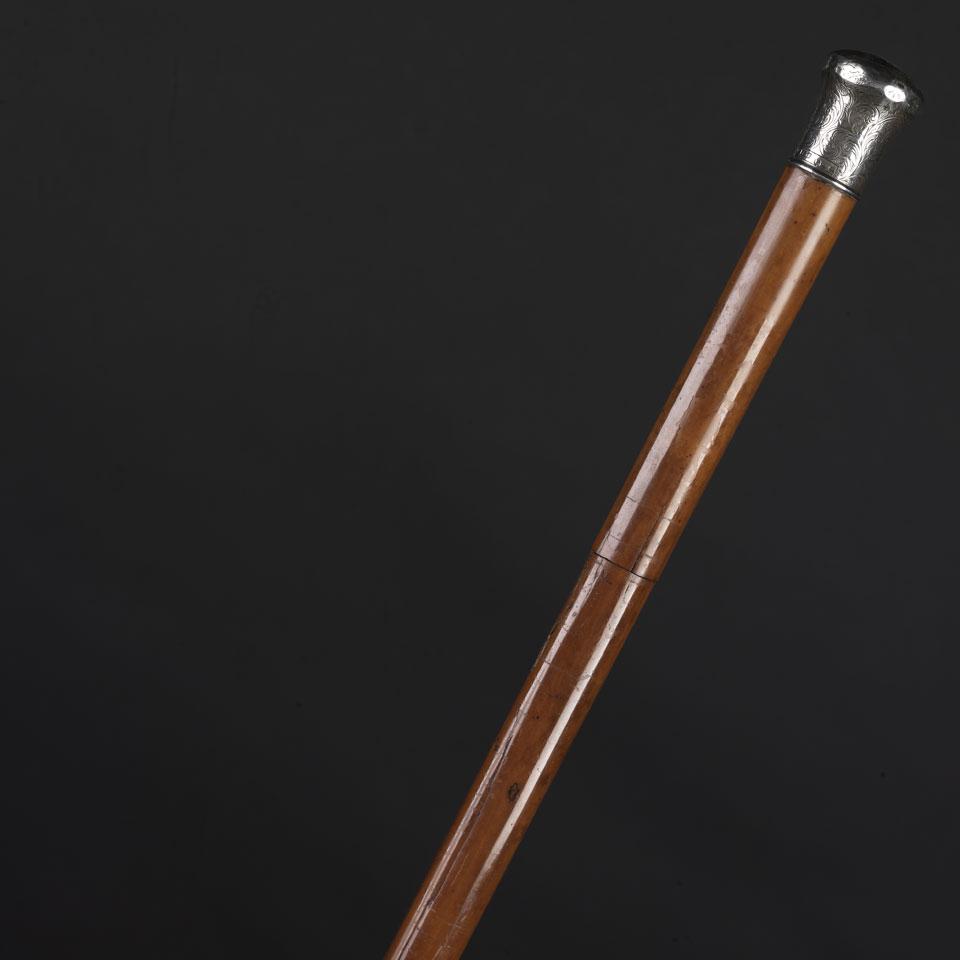 English Silver and Malacca Sword Cane, 1893