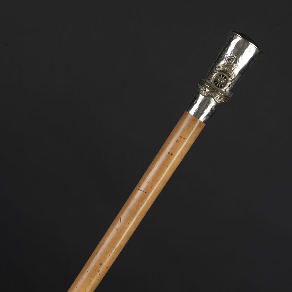 Royal Artillery Regimental Walking or Swagger Stick, early 20th century