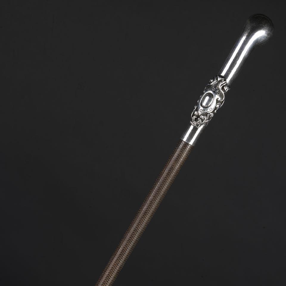 Continental Silver Handled Walking Stick, 19th century