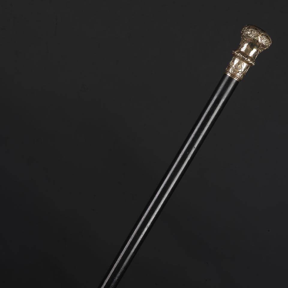 Victorian Gold Filled Walking Stick, 1877