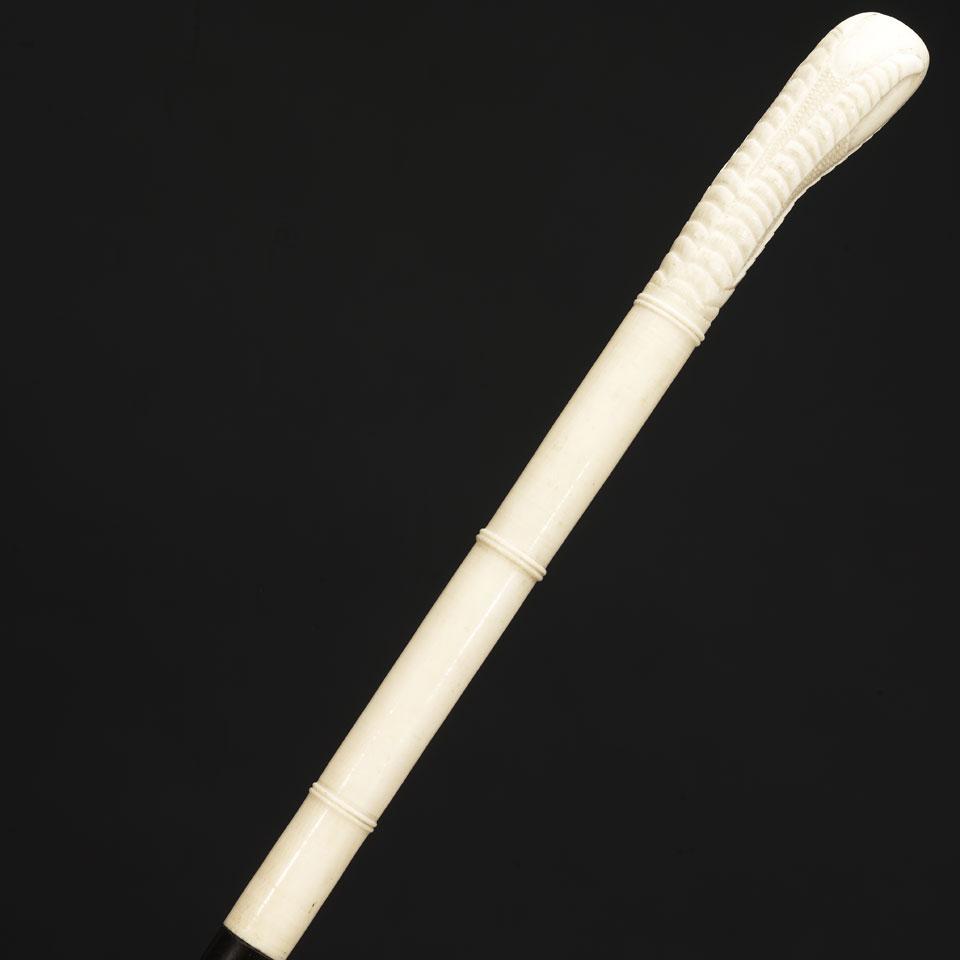 Ivory mounted Ebony Walking Stick, c. 1860