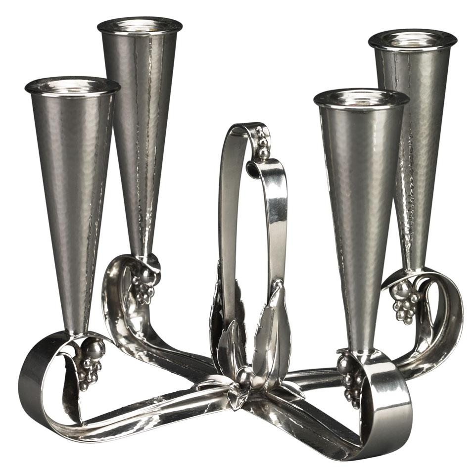 Canadian Silver Four-Light Candelabrum, Carl Poul Petersen, Montreal, Que., mid-20th century