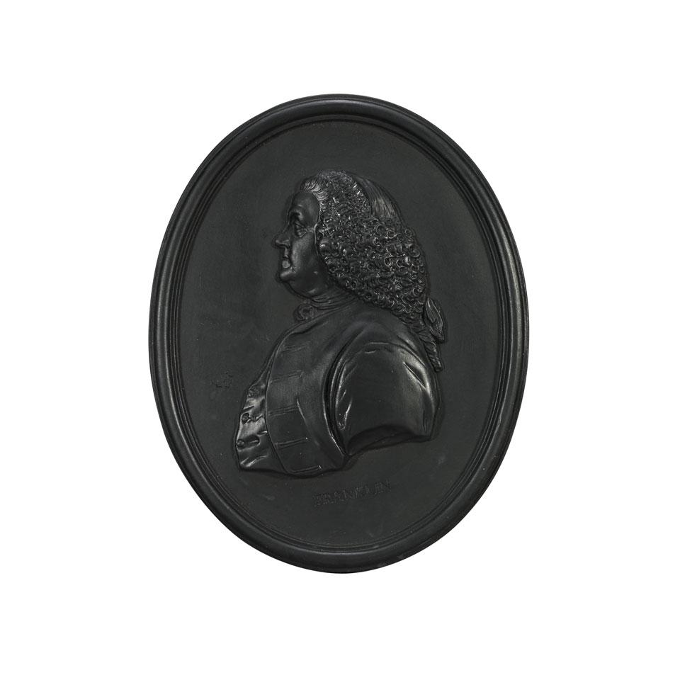 Wedgwood Basalt Portrait Medallion of Benjamin Franklin, c.1780-90