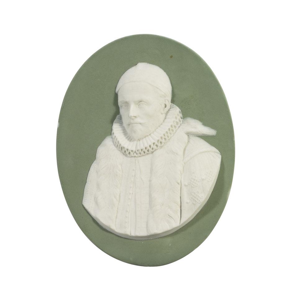 Wedgwood Green Jasper-Dip Portrait Medallion of William I (The Silent), Prince of Orange, c.1790
