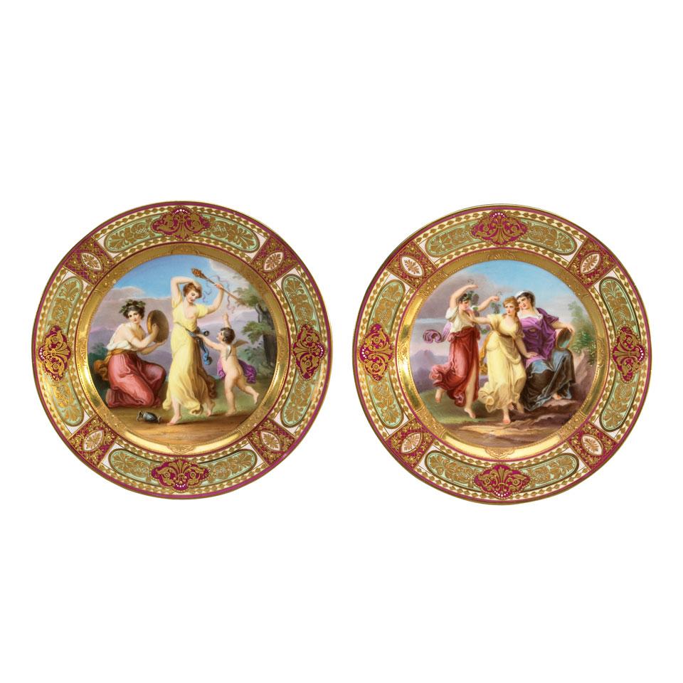 Pair of ‘Vienna’ Cabinet Plates, after Angelica Kauffman, early 20th century