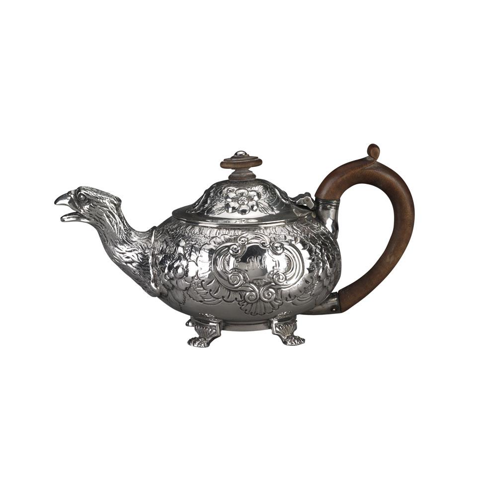 George III Irish Silver Teapot, Edward Power, Dublin, 1819