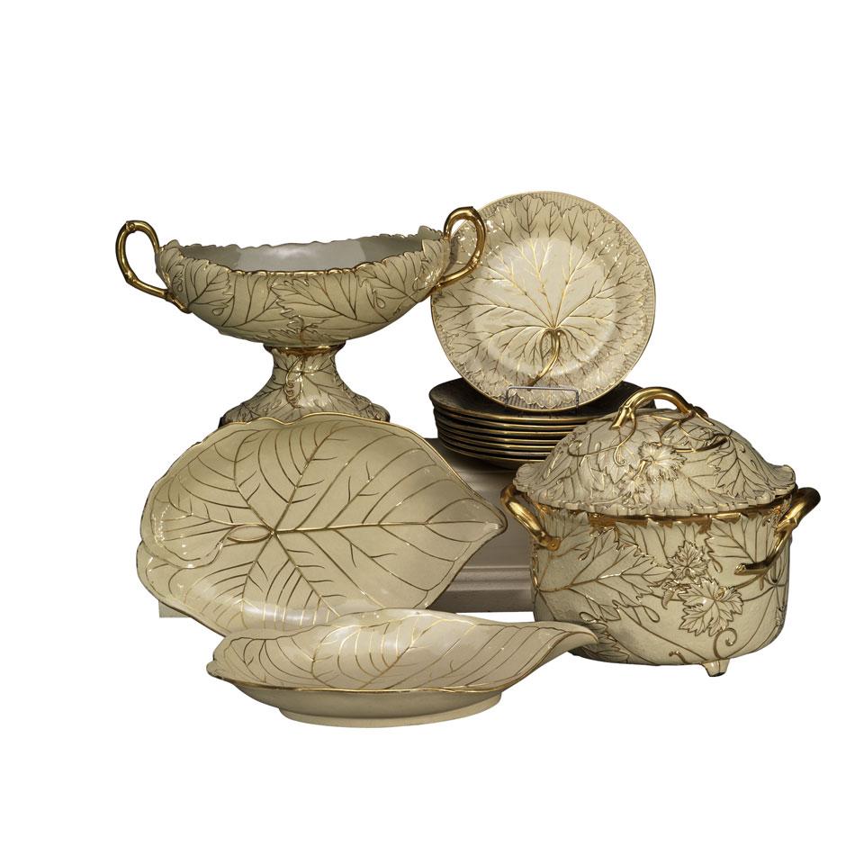 Wedgwood Leaf-Moulded and Gilt Drabware Dessert Service, early 19th century