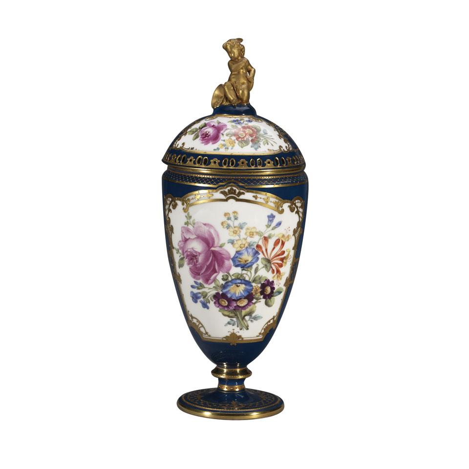 Dresden Floral Paneled Potpourri Vase and Cover, early 20th century