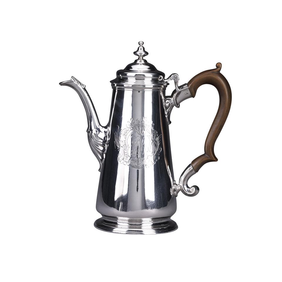 George II Silver Coffee Pot, Elizabeth Godfrey, London, 1750