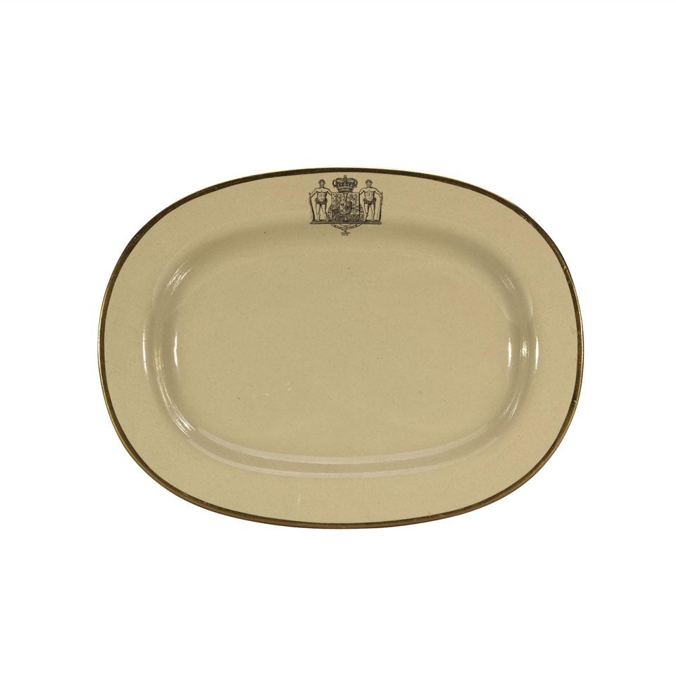 Wedgwood Danish Royal Armorial Drabware Small Platter, 19th century