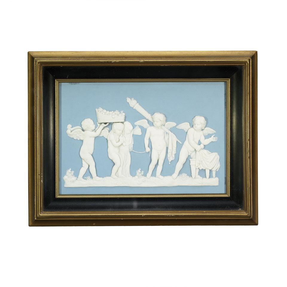 Wedgwood Blue Jasper Rectangular Plaque of The Marriage of Cupid and Psyche, c.1800