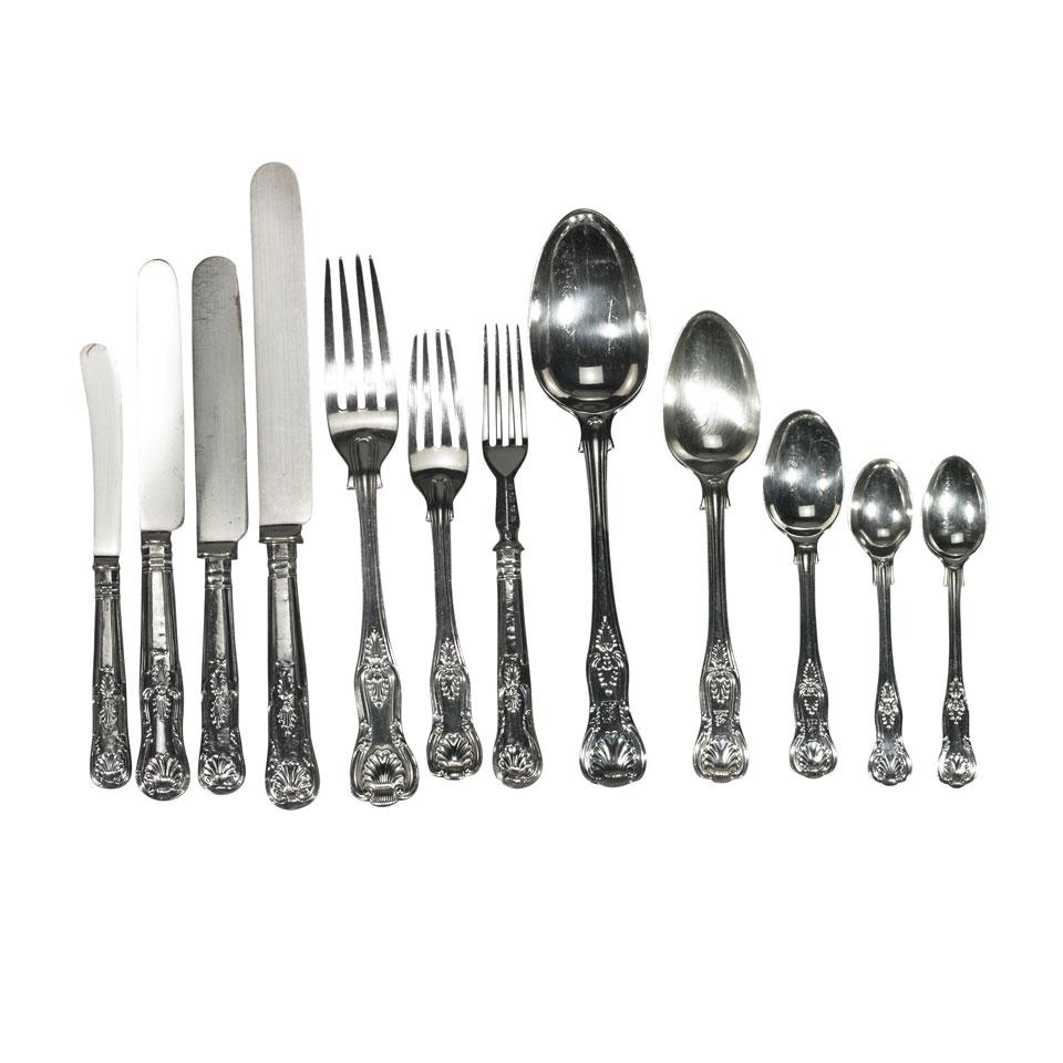 Late Georgian, Victorian and Later Silver Kings Pattern Flatware, mainly 19th century