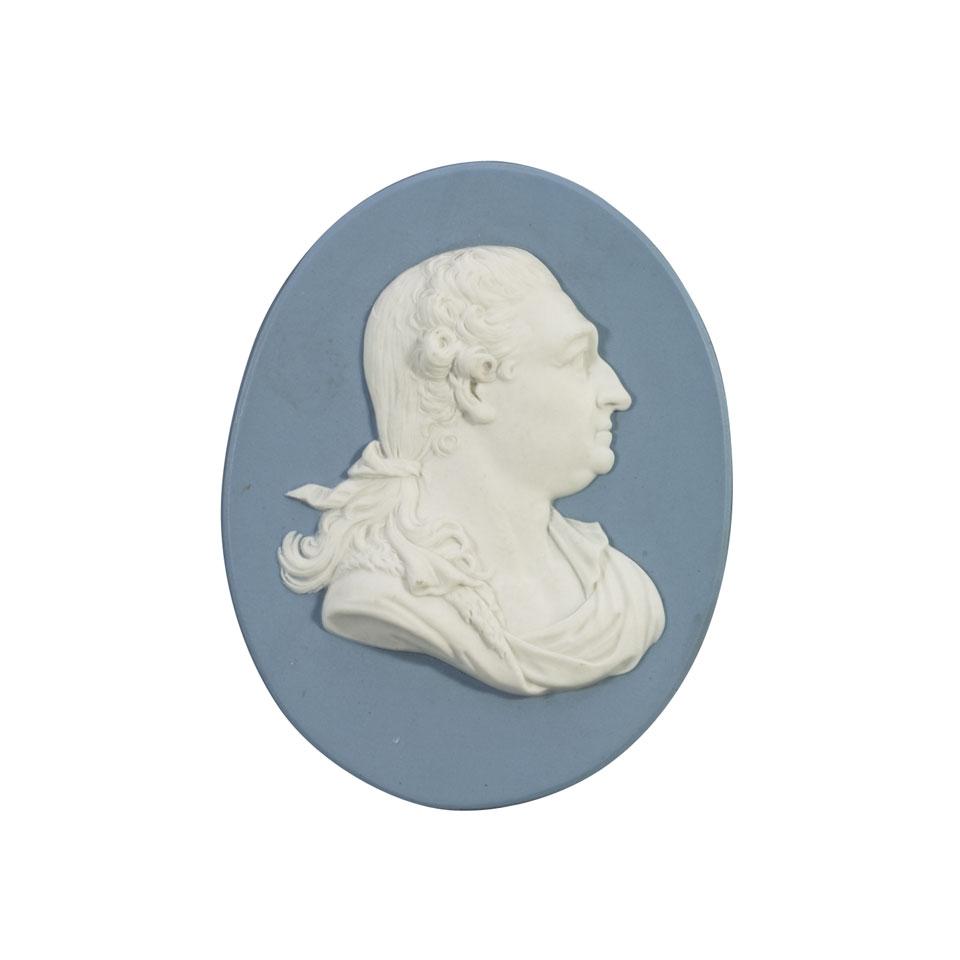 Wedgwood Blue Jasper Portrait Medallion of David Garrick, late 18th century