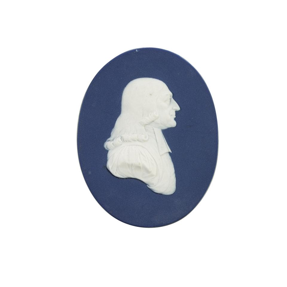 Wedgwood Blue Jasper-Dip Portrait Medallion of John Wesley, late 18th century