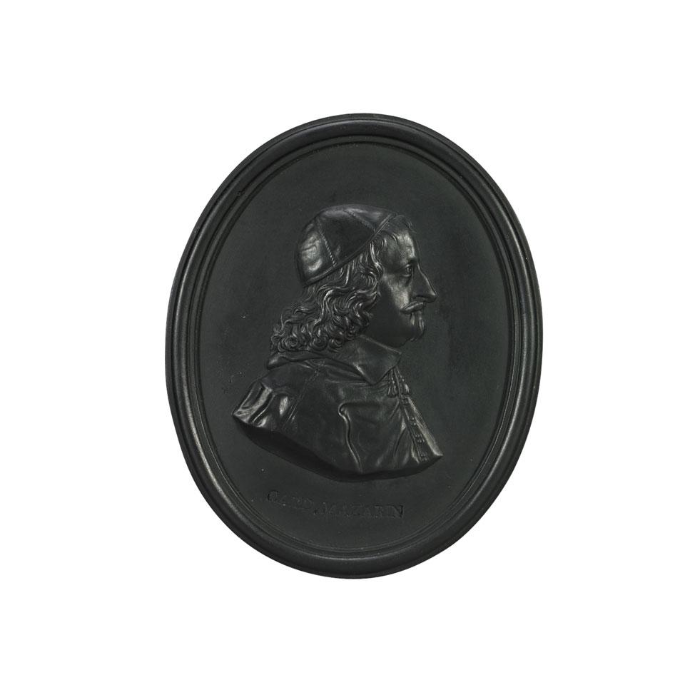 Wedgwood & Bentley Basalt Portrait Medallion of Cardinal Mazarin, c.1769-80