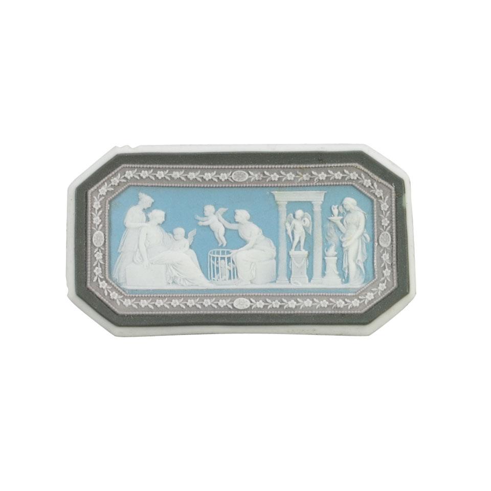 Wedgwood Four-Colour Jasper-Dip Medallion of The Cupid Market and Roman Altar of Eros, mid-19th century