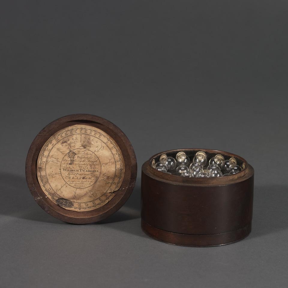 Cased Set of Hydrostatic or Philosophical Bubbles, William Twaddell, Glasgow, late 18th century