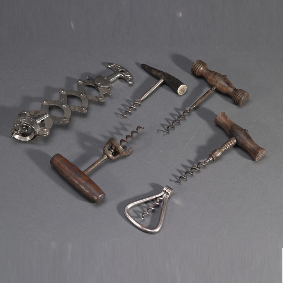 Collection of Six Vintage Corkscrews, 19th/20th century