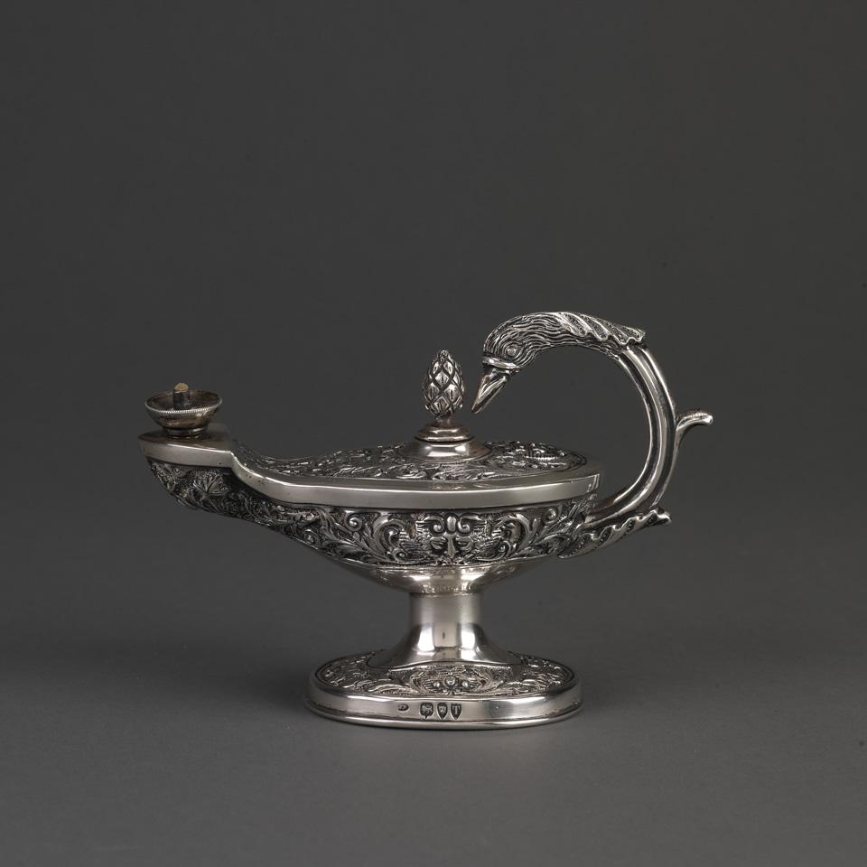 Victorian Silver Table Cigar Lighter, Joseph Braham, London, 1894