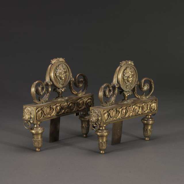 Pair Louis XVI Style Gilt Bronze Chenets, c.1880