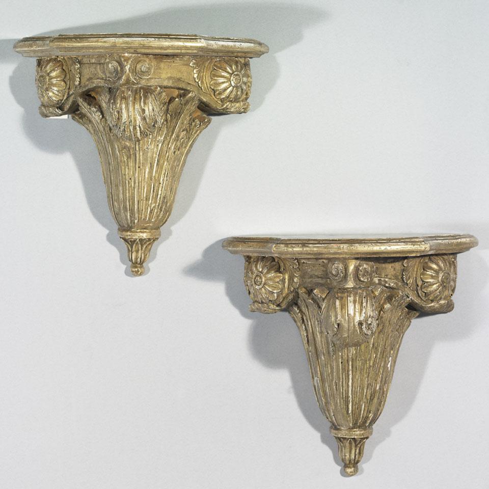 Pair Italian Giltwood Wall Brackets, 19th century and later